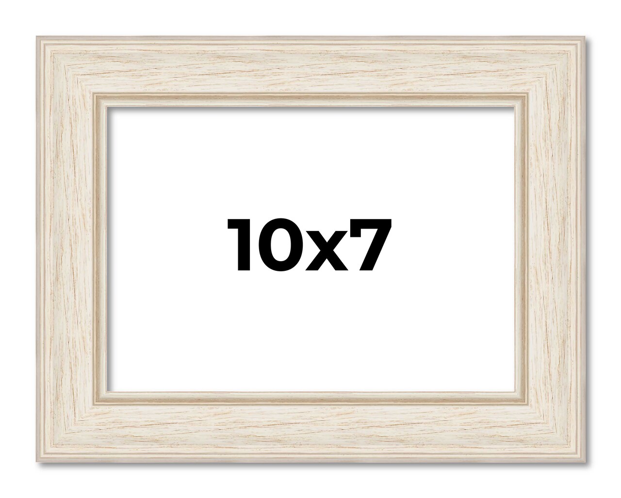 Photo Size Weathered White Picture Frame - UV Acrylic, Foam Board Backing, Hanging Hardware